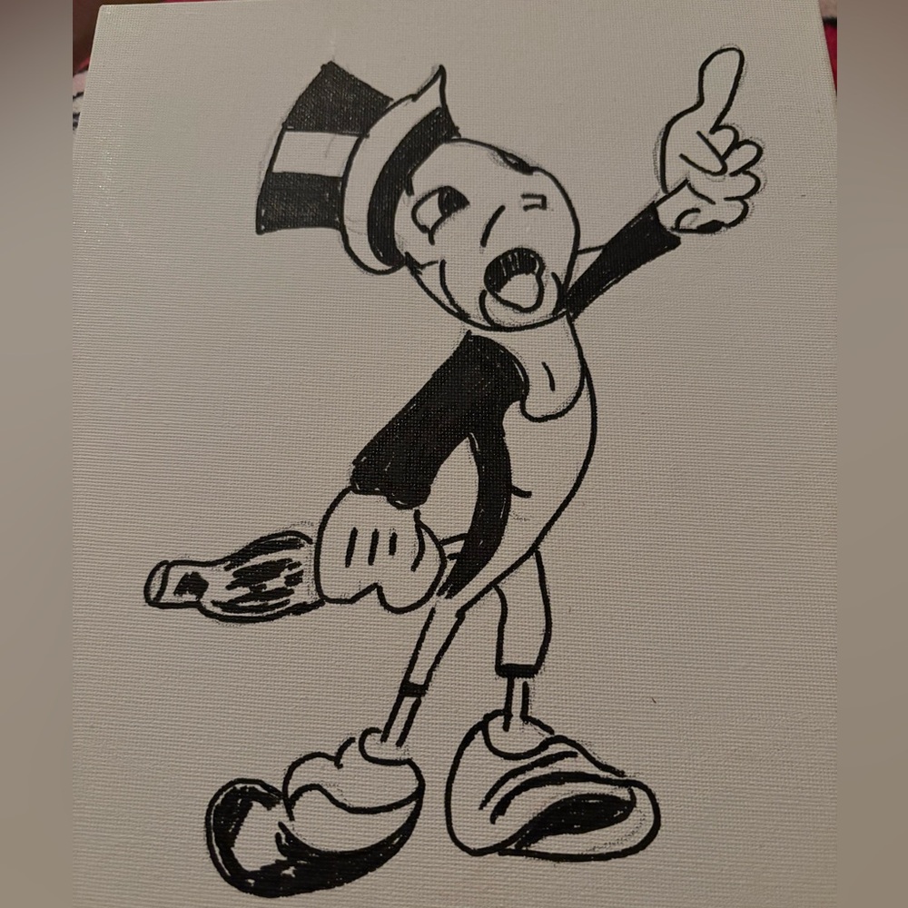 Black and White Cartoon Character Canvas Art